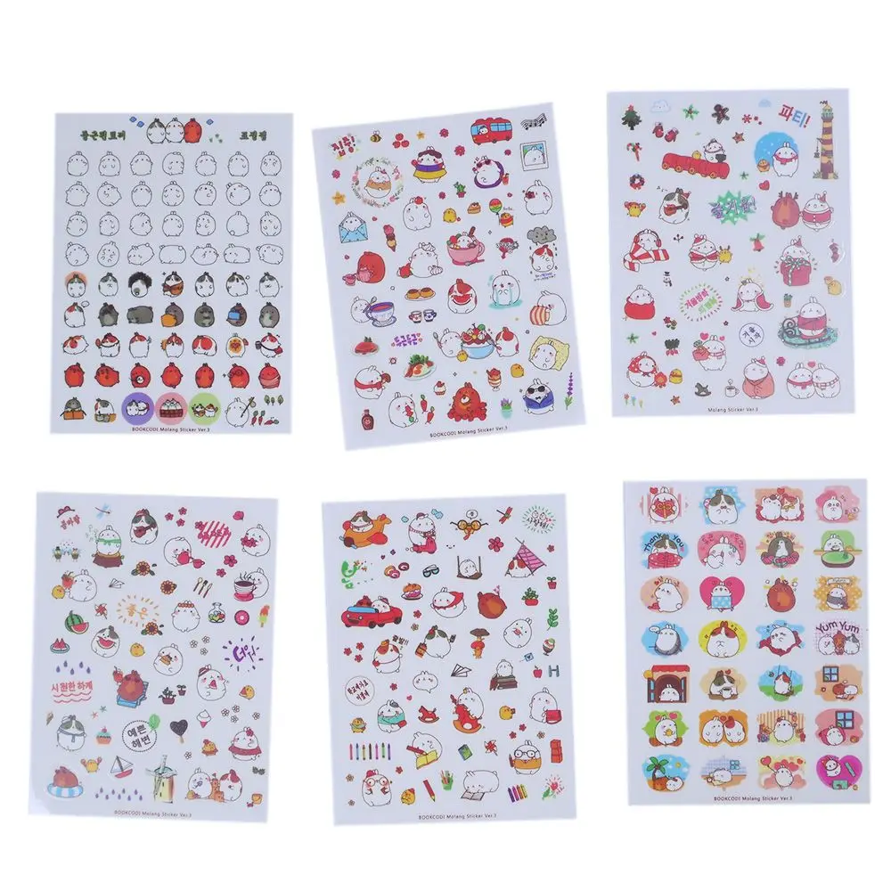 

6pcs/Set DIY Sticker Cute Season 3 Molang Rabbit Decorative Diary Album Label Sticker Gift For Kids Friends