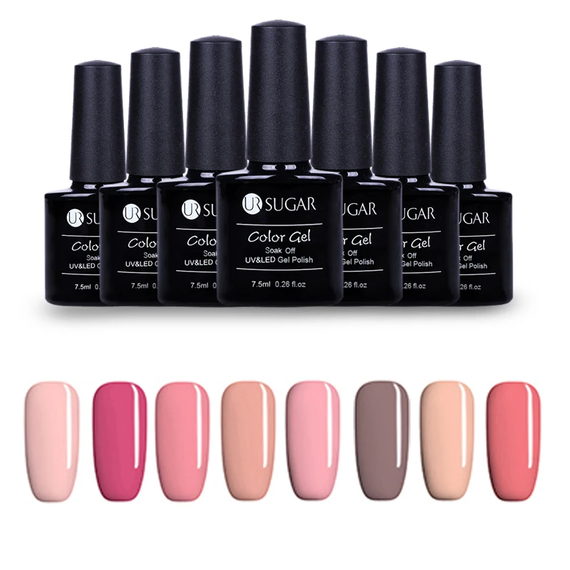 

UR SUGAR 8Pcs/set Pure Gray Color UV Gel Polish Manicure Set Nail Art Kit Nail Gel Lacquer Varnish Painting Gel