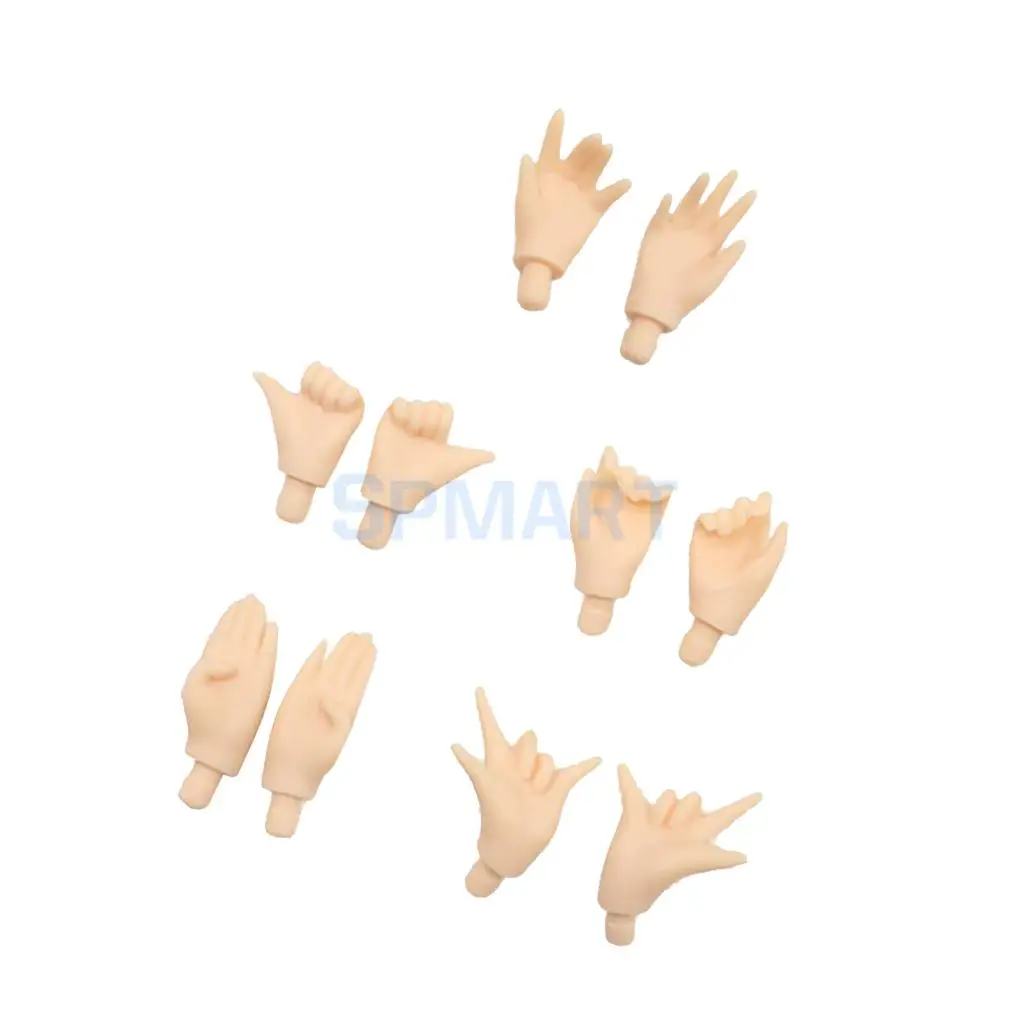 Doll Custom Body Parts - 5 Pairs White Skin Tone Hands for 12inch RBL Neo Blythe Pullip Licca Momoko Accessories