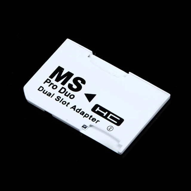Dual Slot Memory Card Adapter 2 Micro SD HC Cards Converter Micro SD TF to Memory Stick MS Pro Duo for PSP Card White Games Case 3