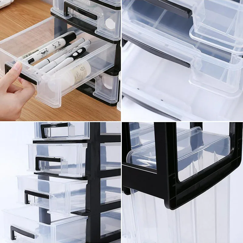 Transparent Drawer Type Desk Storage Box Plastic Multi-layers Document Sundries Holder Cosmetic Cab