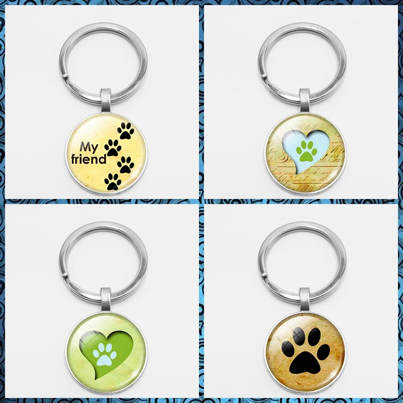 

Fashion Pet Dog Footprints Fighting Dog Key Chain Car Key Hang Buckle Accessories Welcome To Map Custom