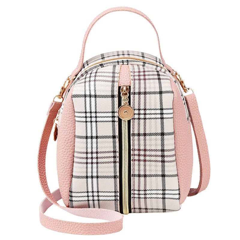 

Plaid Casual Shoulder Bag Designer Portable Messenger Bag Simple Campus Wind Zipper Messenger Bag Summer Wild Woman Bag 2019