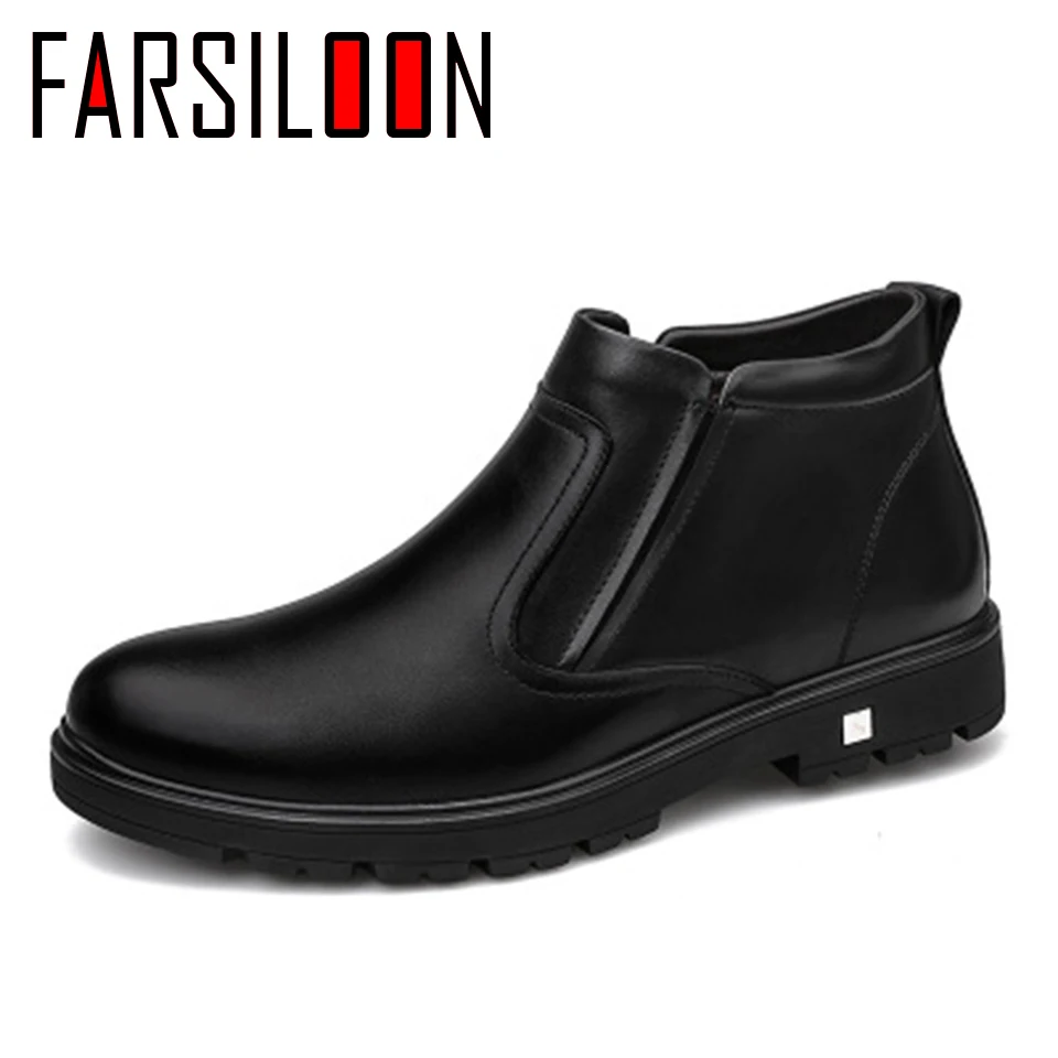 

Winter New Men's Snow Boots Casual Warm Comfortable Soft Boots Middle-Aged Father Solid Slip-On Convinient Male Shoes JLL027