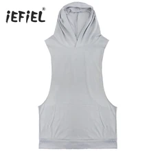 IEFiEL повседневные мужские s фитнес с капюшоном хлопок майка снаружи брус, Бодибилдинг жилет для мужчин летняя одежда майки топы для мужчин