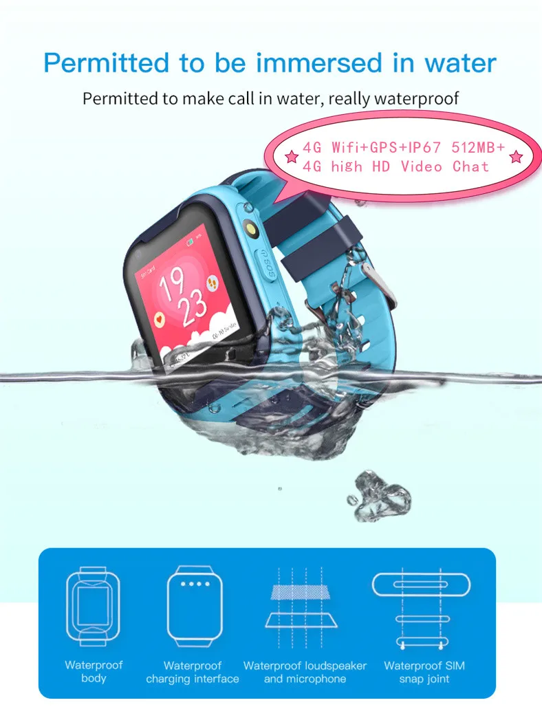  Kids Smart Watch 4G Wifi smart watch GPS tracker 4g high definition phone video call water proof sm