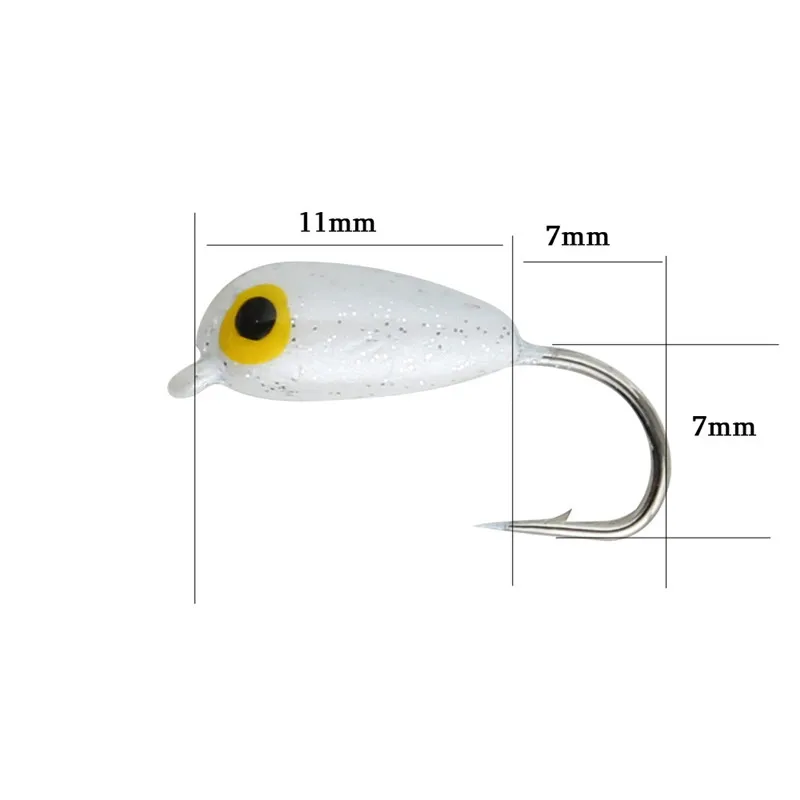 1 Piece Mini Ice Fishing Lures 3D Fish Eye Lead Head Fishing Bait with Barbed Single Hook Winter Fishing Lures Accessories (10)