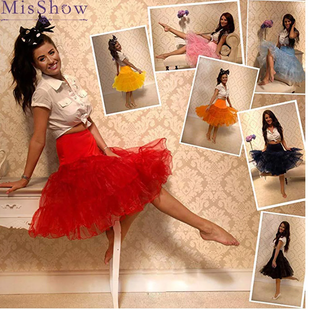 

Red Skater Skirt Polyester Ruffle Tutu Petticoat Skirts Ball Gown Crinoline Vintage 50's Rockabilly Swing Underskirt Skirts 2019