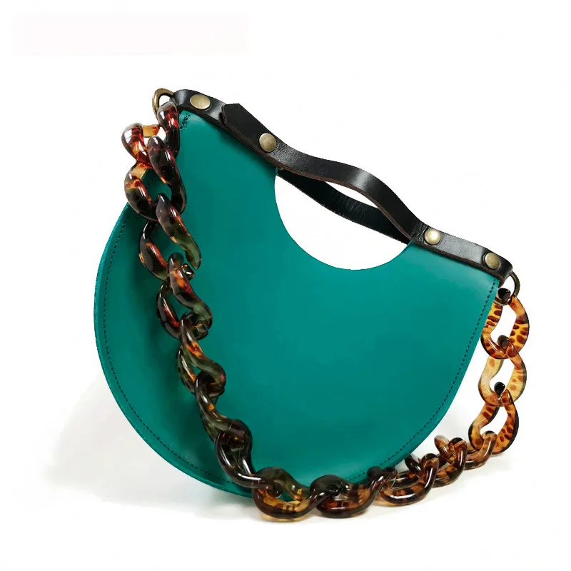 

ACRYLIC Handle chain rivet semicircle women handbags, fashion leather motorcycle female bag jelly color ACRYLIC Handle lady bag