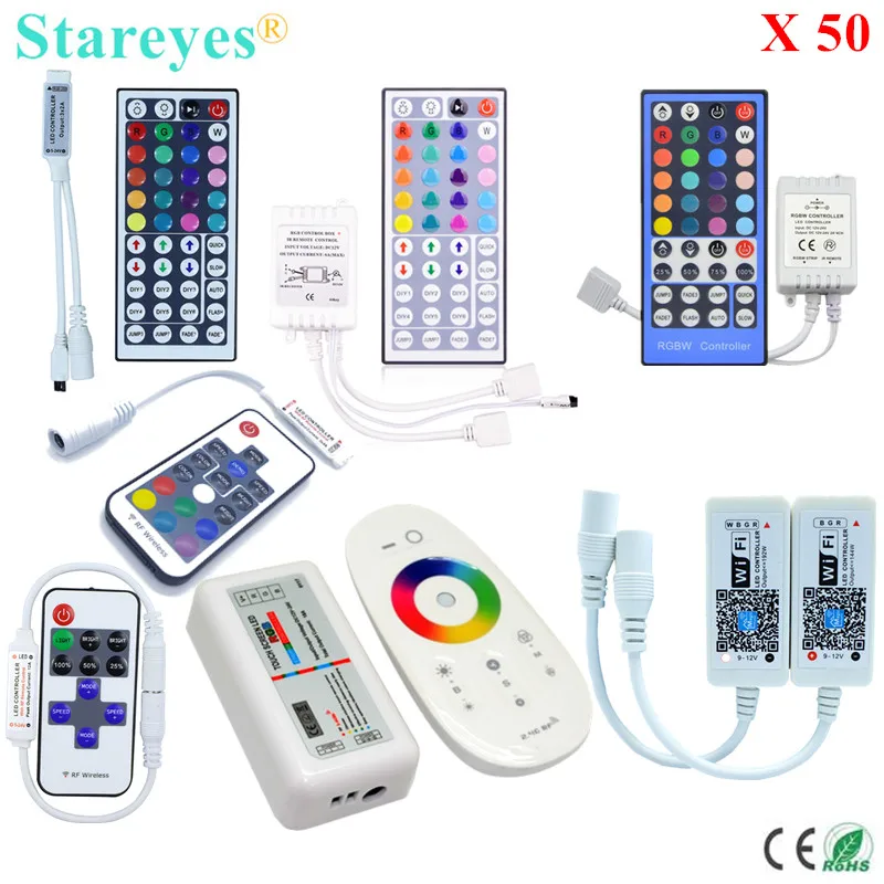 

50 Pieces LED strip RGB RGBW Remote controller IR 40 44 Key RF 11 17 Key 2.4G RF WIFI Control for SMD 5050 3528 Strip light