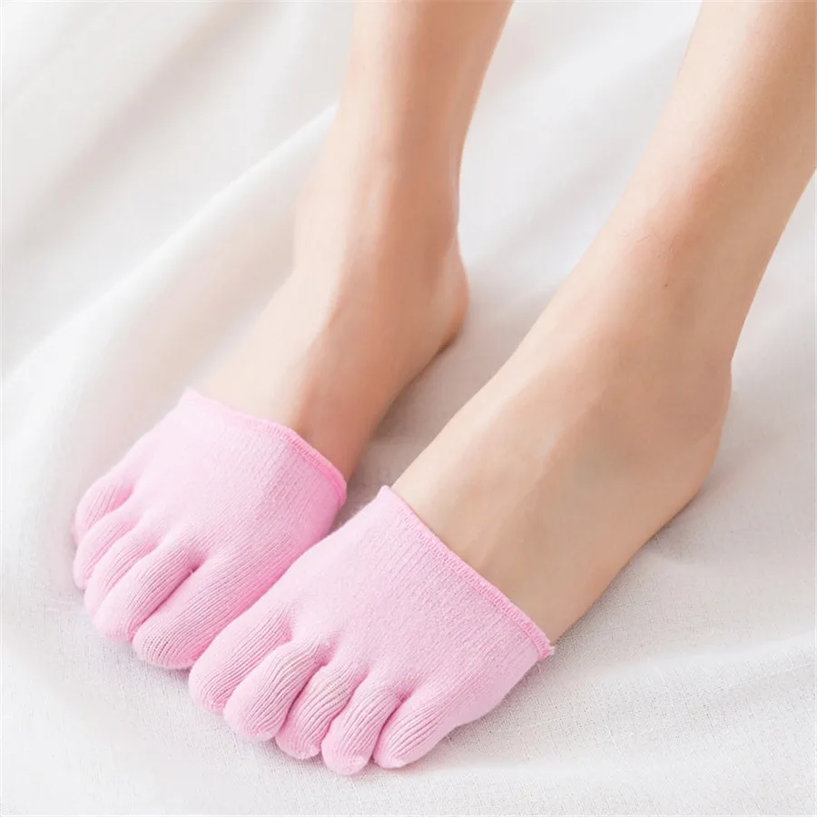 Для женщин следы нескользящие носок половина сцепление каблук девушка пять пальцев носок Для женщин вне половина стелс calze Смешанный Хлопок Размеры - Цвет: 5