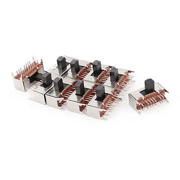 

10 Pcs Panel PCB 16 Pin 3 Position 4P3T Mini Slide Switch Side Knob 0.5A 50V DC