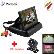 Podofo Car Monitor 4.3″ TFT Foldable Display for Rear View Camera Auto Parking Backup Reverse Monitor CCD 170 degree for Vehicle