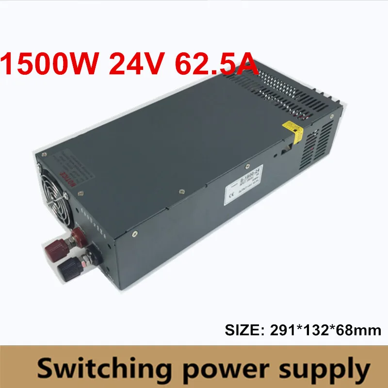 

S-1500-24 Switching Power Supply 1500W 24v 62.5A,Single Output Parallel Ac Dc Power Supply,AC110V/220V Transformer To DC 24V