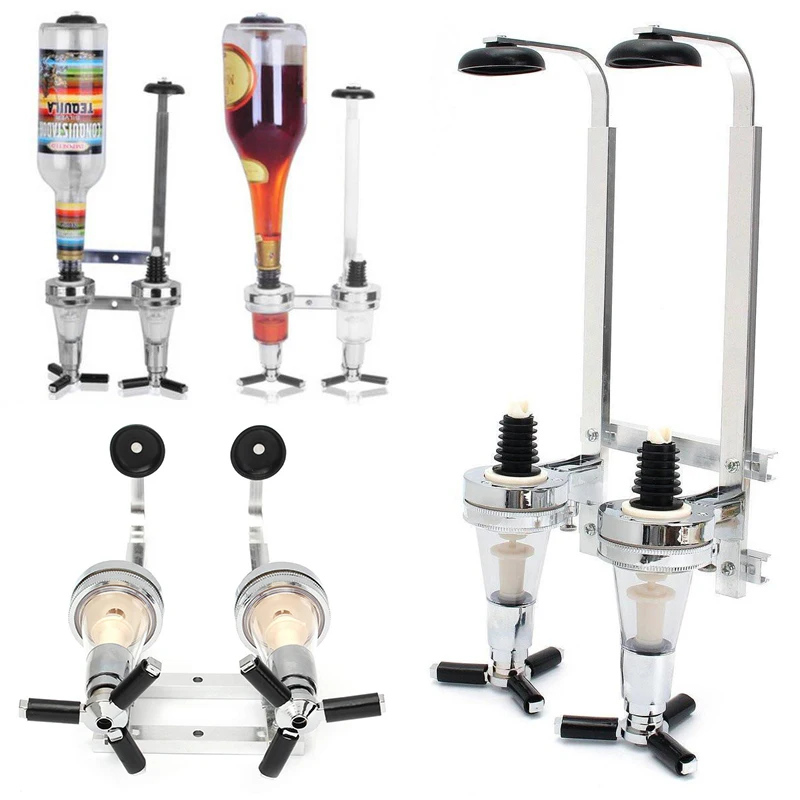1pc 2 Bottle Liquor Dispenser Wine Pourer Bottle Wall Mounted Cocktail Juice Beverage Beer Spirits Whiskey Spout Stopper