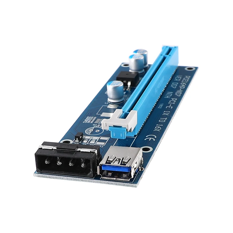 Райзер карта VER007 PCI E 0 6 м 1X до 16X + кабель USB 3 SATA от 15pin 4pin питания Molex для майнинга BTC
