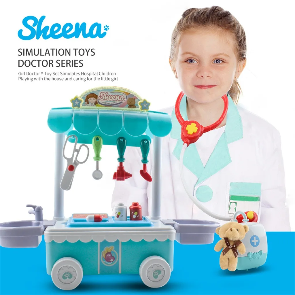 Kids Doctor Kit with Electronic Talking Doll Medical Supplies Pretend Electric voice simulation doll Girl doctor role playing
