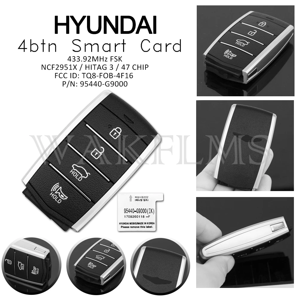 4 btns Remote Smart Car key 433.92Mhz For Hyundai Genesis G70 2017 with NCF29A1X HITAG 3 47 CHIP OEM TQ8-FOB-4F16 95440-G9000