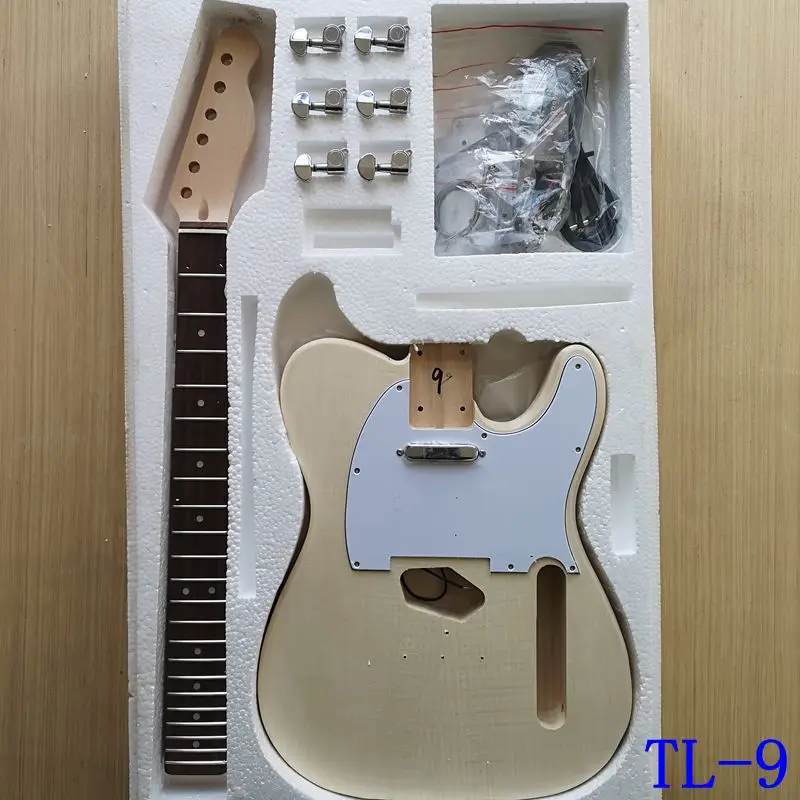 CLDJT56-9 TL стиль электрогитара DIY комплект тигровый узор шпон класс липа тело жесткий клен шеи палисандр гриф материалы набор - Цвет: CLDJT56-9
