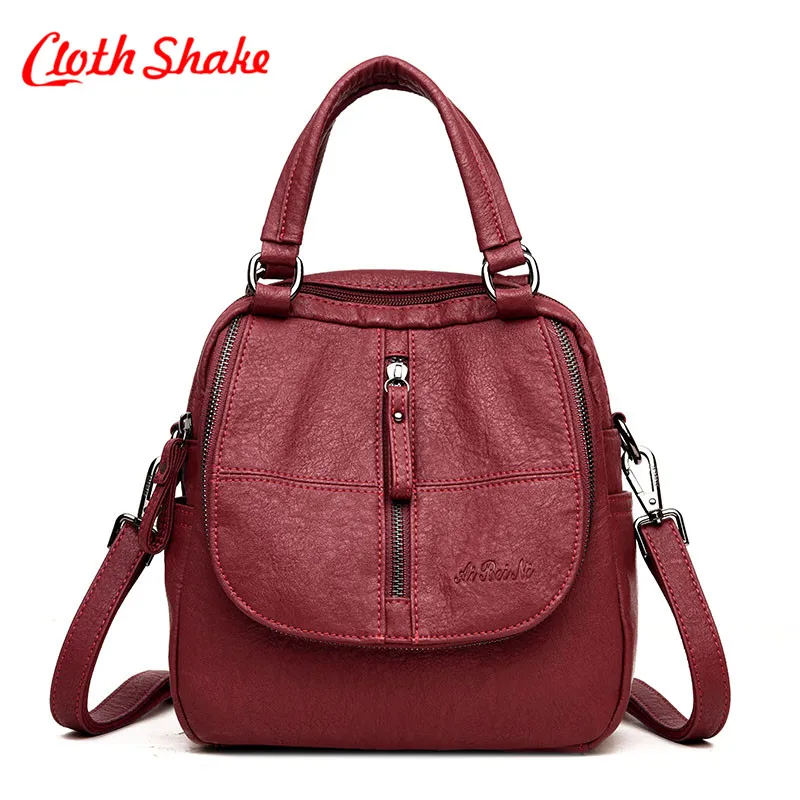 

Cloth shake New Travel Lightweight Backpack Fashion Women Female Rucksack Leisure Student School bag Soft PU Leather Women Bag