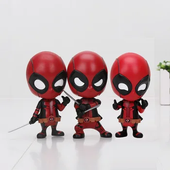 

10cm Deadpool Bobble-Head Action Figure 1/10 scale painted figure Cute Fighting Ver. Deadpool Doll PVC ACGN figure Anime