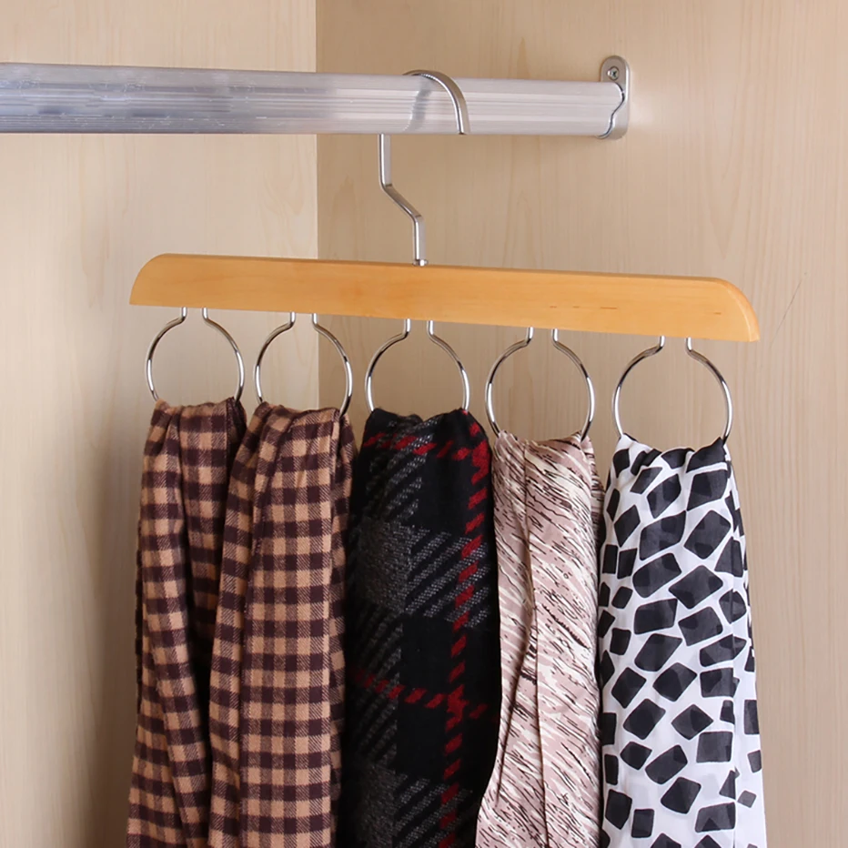 Стильный деревянный шкаф Органайзер стойка с хромированной вешалкой для шелковый шарф галстуки и ремень