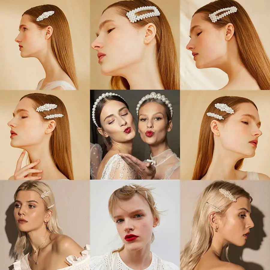 

Dvacaman Bohemian Hair Accessories for Women INS Pearl Cloth Hairband Barrettes Bobby Hair Clip Pins Wholesale Korean Jewelry ZA
