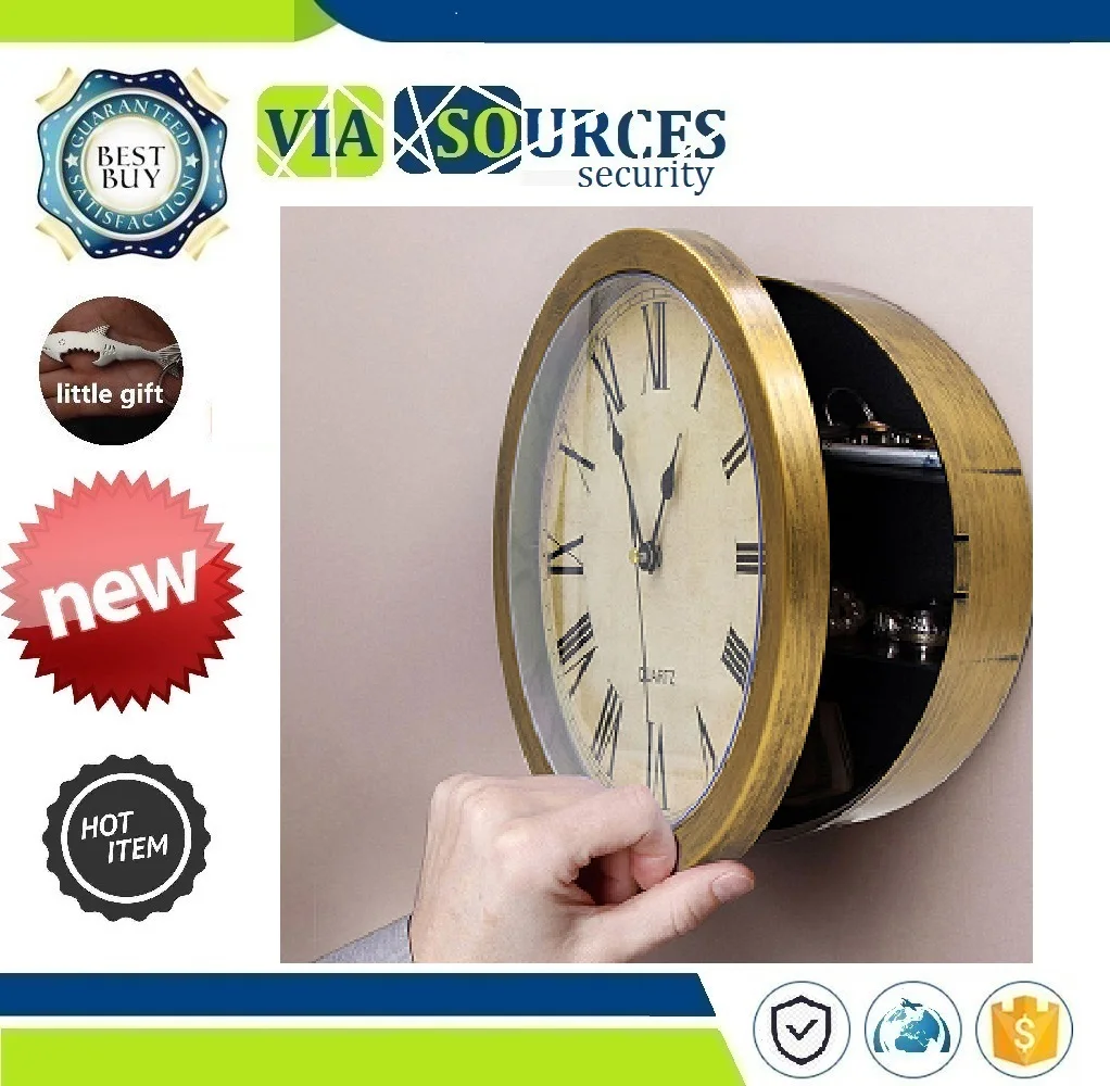 

Cash Money Jewelry Home Office Security Clock Style Safes Wall Clock Safe Box Creative Vintage Hidden Secret Storage Box