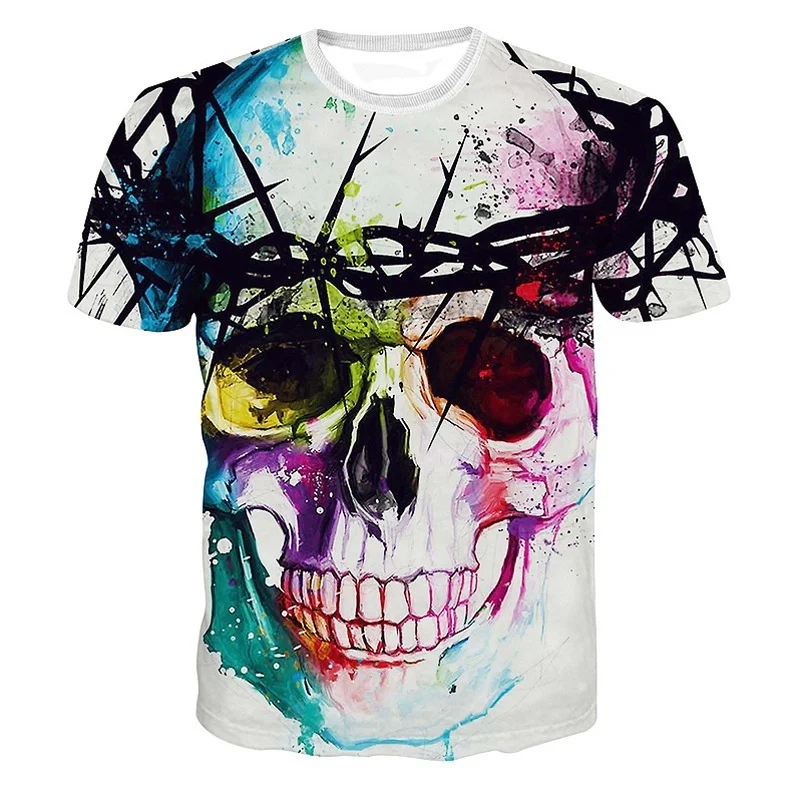 

2018 New Fashion Summer Designer Skull 3D T Shirt Women/Men Unisex O-neck Short Sleeve