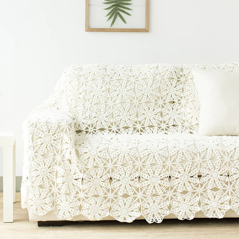 

150*200cm Plain Crochet Blanket Knitting Materials Soft Cotton Yarn DIY Hand Knitted Set
