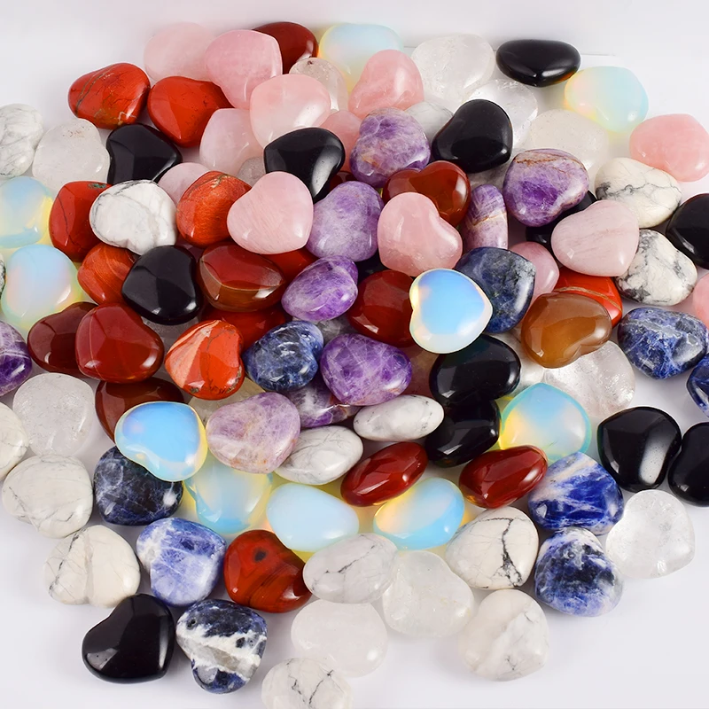 

9 PCS 40*35*20mm Natural Assorted Crystal Heart-shaped Gemstone Crystal Love Heart Beads Healing Chakra Reiki Craft Fun Toys