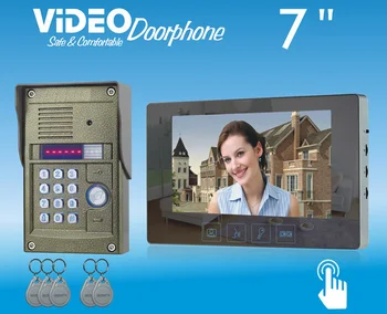 

ZHUDELE Home security product 7" video door phone metal die-casting,700TVL HD IR camera with Password and ID card unlock 1 V 1