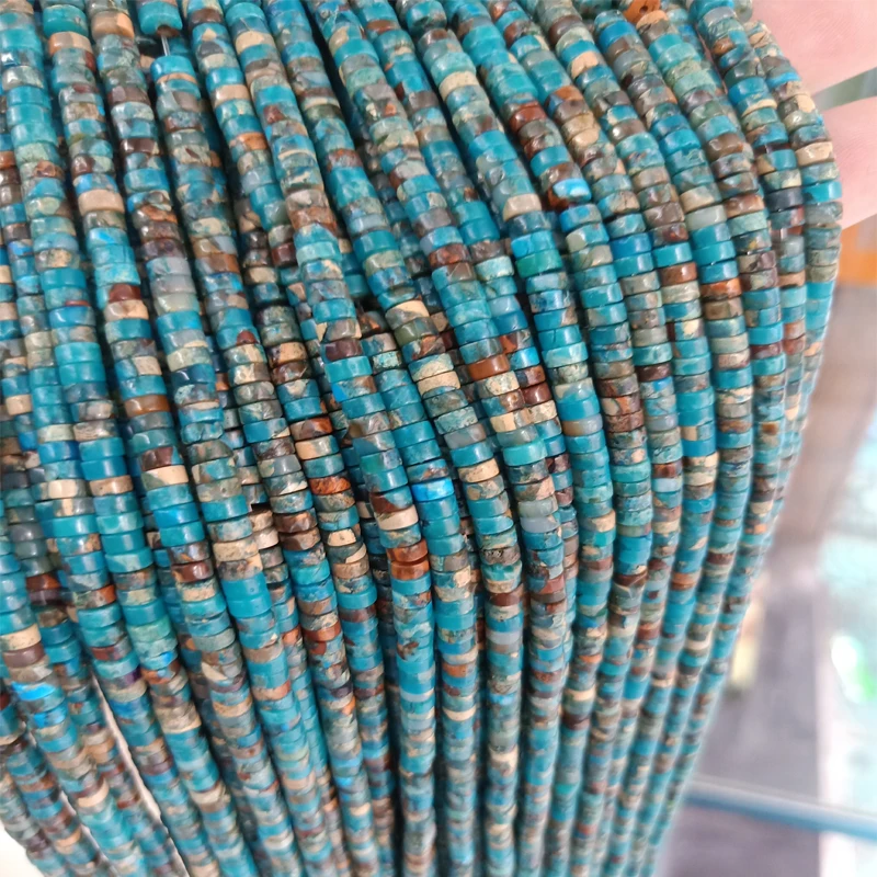 

2x4mm Blue Heishi Rondelle Spacer Loose Beads Natural Imperial Jaspers Stone Beads DIY For Jewelry Making Strand 15 Inch