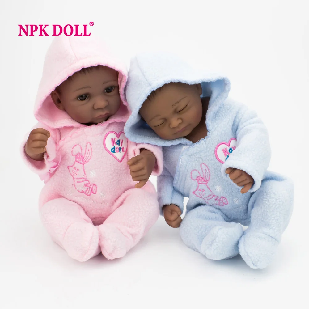 

NPKDOLL 28 CM 10 Inch Lifelike Mini Reborn Baby Twins Realistic Full Vinyl Handcraft Newborn Baby Doll For Kids Gift