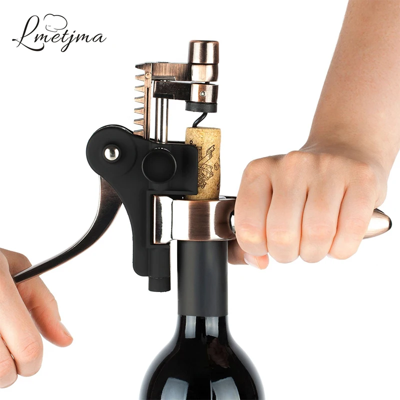

LMETJMA Rabbit Corkscrew Wine Opener Set Include Foil Cutter Vacuum Wine Stopper Spiral and Stand With a Gift Box KC0905-1