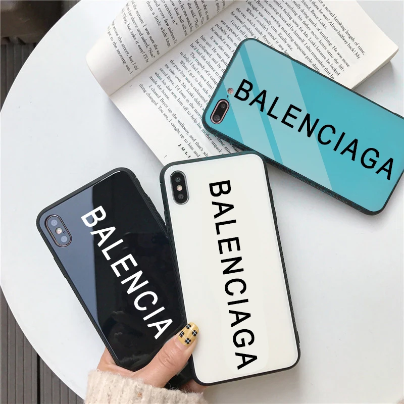GYKZ Luxury France Paris Brand Hard Soft Edge Glass Phone Case For iPhone XS Max X XR 8 7 6 6S Plus Fashion BALENCI Sports Cover