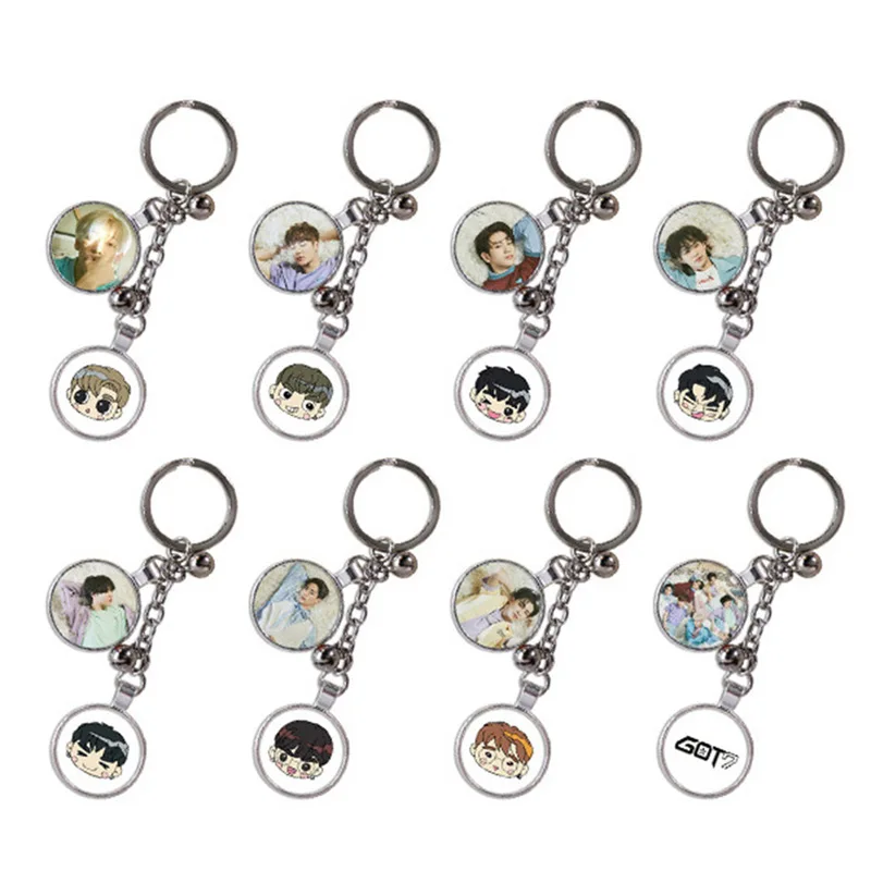 

double GOT7 Album JACKSON JB MARK Plastic Q Style Figure Key Chain Personalized Key Ring Pendant Keyring Keychain