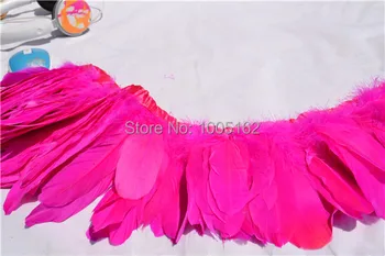 

Free shipping 10 meters Hot Pink Fuchsia Goose Feather trimming fringe goose feather trim 15-20cm in width for decor