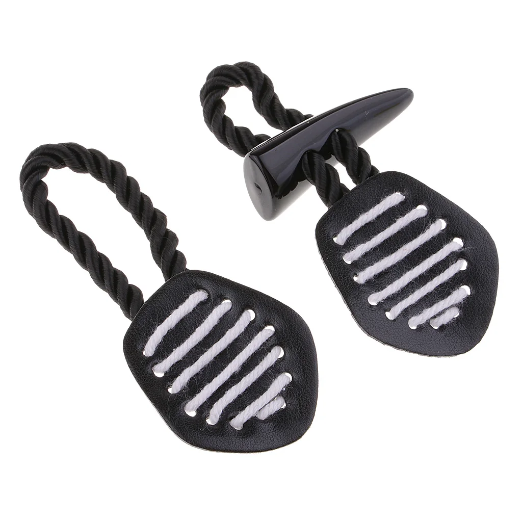 1 Pair PU Leather Horn Toggle Button Suitable for Clothes Embellishmnets - Black