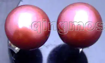 

SALE 8-8.5mm Red Flat Natural Freshwater Pearl Earring and Stering Silver 925 stud! -ear299 wholesale/retail Free ship
