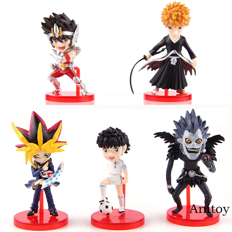 

Anime Bleach Kurosaki Ichigo Saint Seiya Ozora Tsubasa Yugi Muto Ryuk Action Figure PVC Collectible Model Figures Toys 5pcs/set
