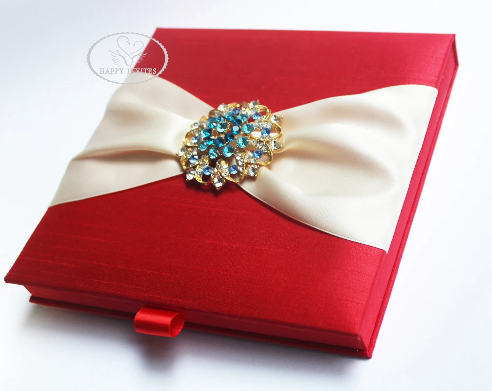 HI2019-01 Hot Sale Red Silk Box with Brooch   More colors available