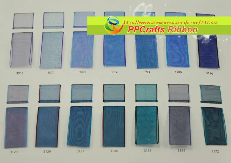 PPCrafts 5/8 дюйма 16 мм Красочные край Ombre органзы Sheer ленты~ синий Цвета серии~ 200yds/roll