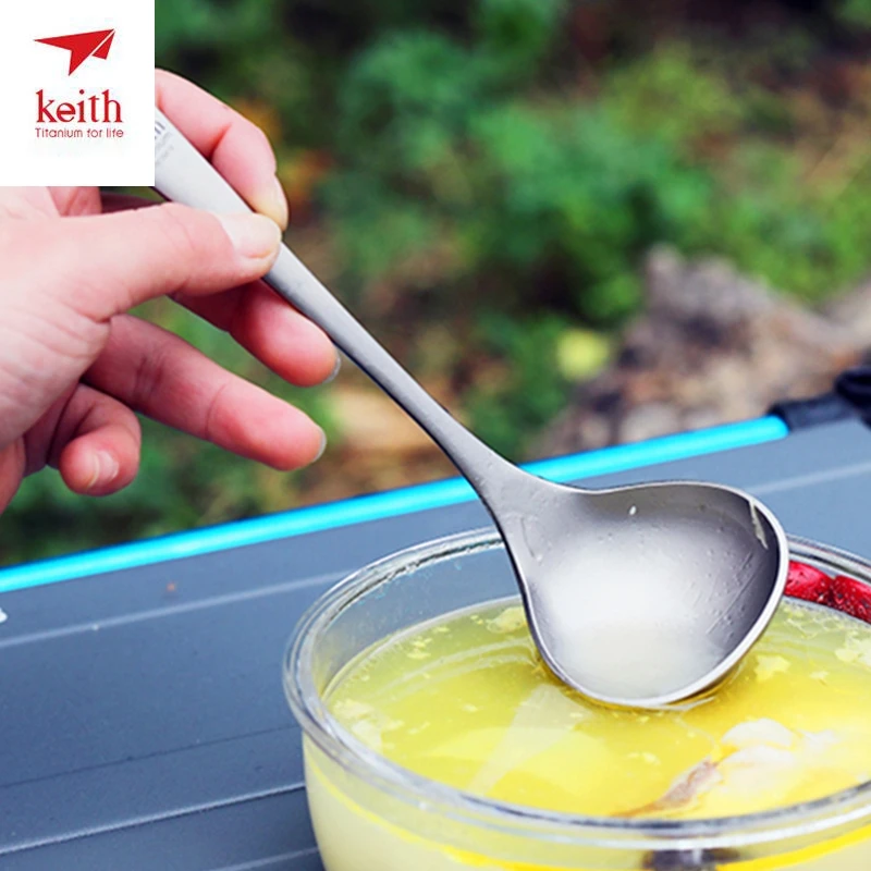 

Keith Soup Spoon Deepen Thickened Pure Titanium Serving Spoon Round Healthy Bacteriostatic Kitchen Accessories Home Ti8706