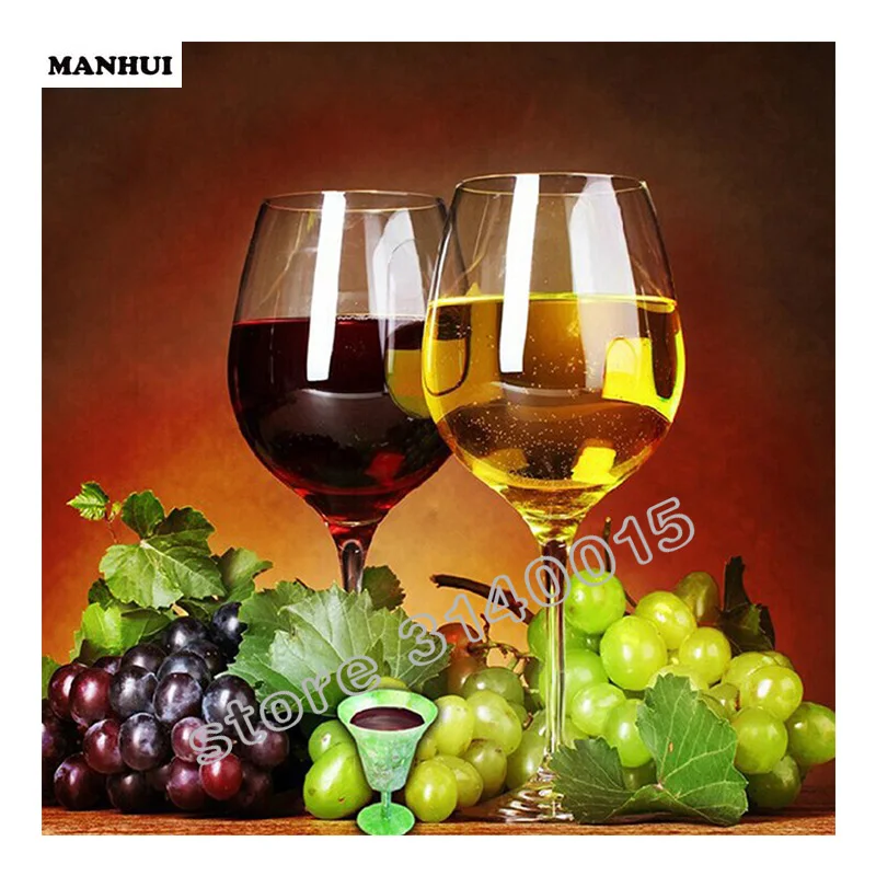 

DIY Diamond Embroidery Grape Wine cups Diamond Painting 5D Cross Stitch spuare Rhinestones Home Decor BAC015
