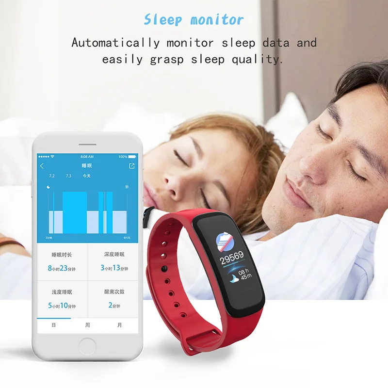 Color Screen Smart Fitness Bracelet Waterproof Sport Wristband Activity Tracker Pedometer Heart Rate Monitor Watch For Men Women