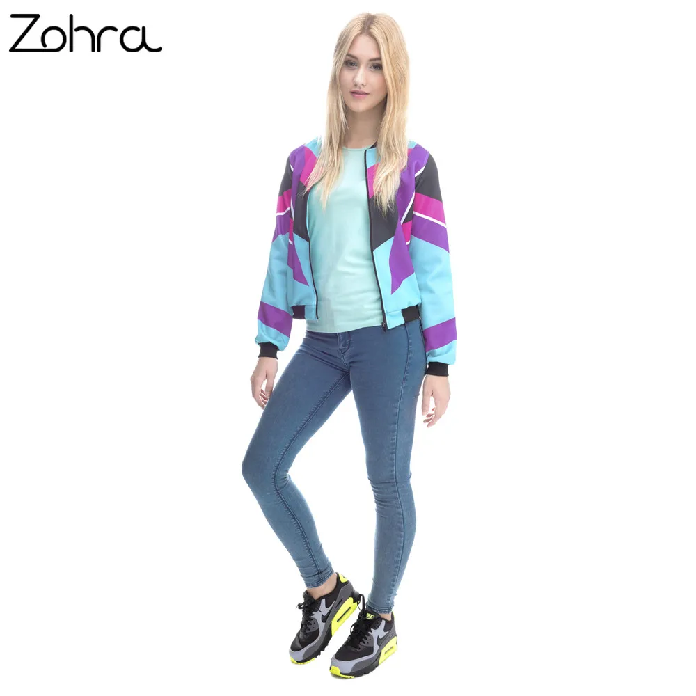 Zohra Hot S Women Bomber Jacket Printing 90s Design Chaquetas Mujer Fashion Slim Outwear Women Jackets Basic Coats