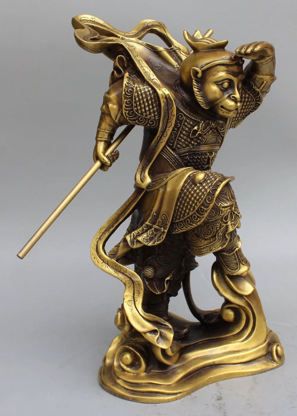 Antique Metalware 13 Chinese Bronze Buddhism Sun Wukong Monkey King Golden Cudgel Buddha Statue Antiques Antique Metalware 13 Chinese Bronze Buddhism Sun Wukong Monkey King Golden Cudgel Buddha Statue Antiques