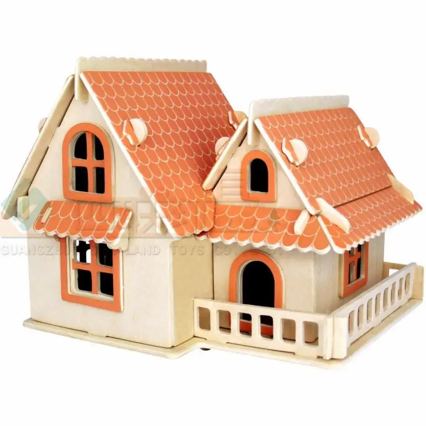 Wooden Puzzle DIY Hand-Assembled House Model Educational Toys Building Jigsaw N7 