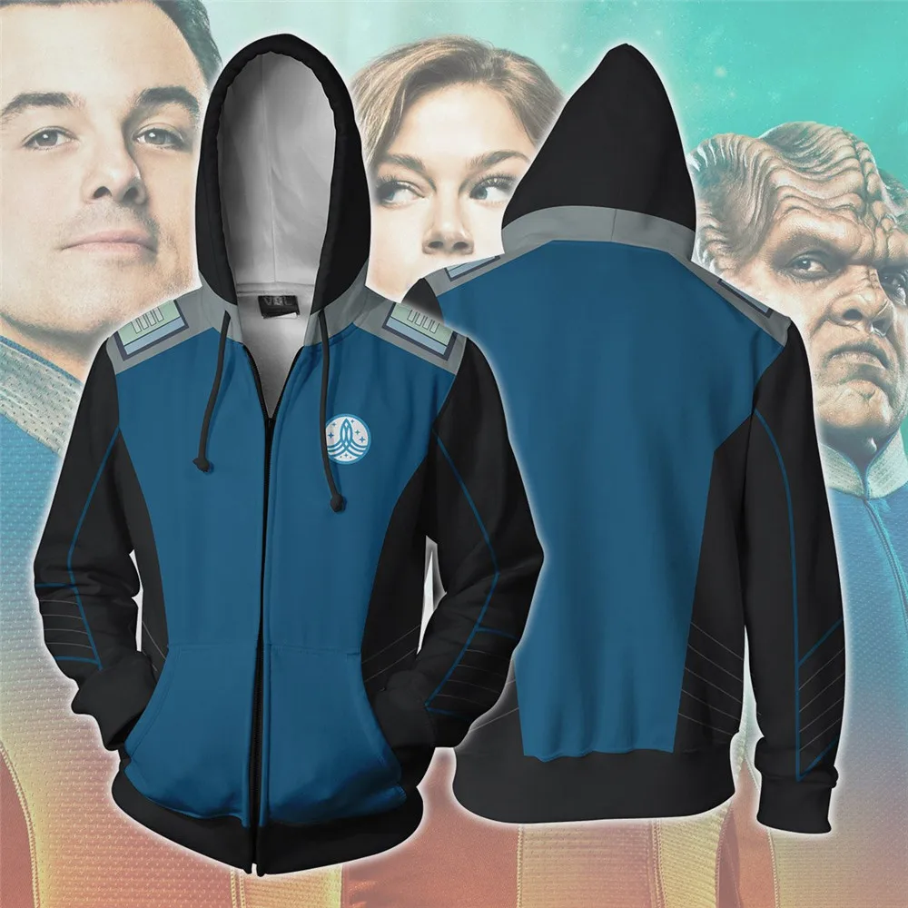 

2019 Autumn Winter 3DThe Orville Uniform Star Trek Sweatshirts Hoodies Fashion Cosplay Zipper hooded Jacket clothing coat tops